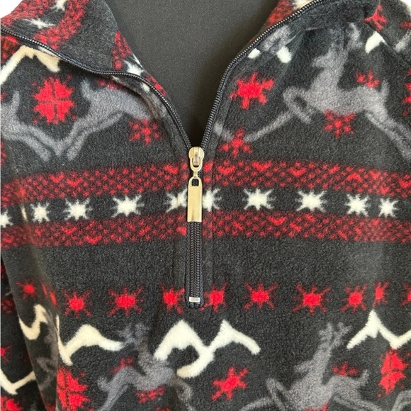 Y2K Womens 1/4 Zip Fleece Sweater Heavyweight Black Reindeer Print Size 2X - Picture 2 of 11
